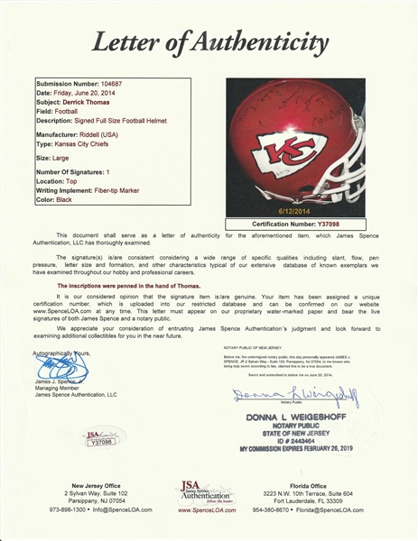 Kansas City Chiefs Derrick Thomas Signed Autographed Possibly Game Used  Game Issued Jersey - JSA LOA