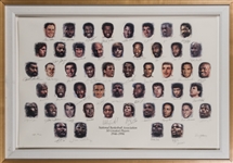 NBA 50 Greatest Players Litho Completely Signed in 32x45 Framed Display (NBA LE 34/100) (JSA)