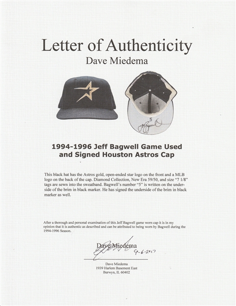 Jeff Bagwell 1999 Houston Astros Turn Back The Clock Signed Game Used Jersey  JSA