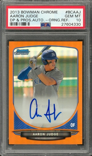 Charitybuzz: Rare Aaron Judge Signed 2013 Bowman Chrome Refractor #BDPP19 Rookie  Card