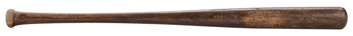 Babe Ruth Signed and Inscribed Hillerich & Bradsby Model Bat- Possible Exhibition Game Use (JSA)