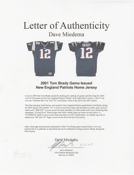 2001 Tom Brady Adidas Jerseys