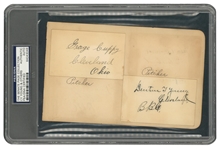 Denton "Cy" Young, George Cuppy, G.W. Davies & Jacob Virtue Autographed Encapsulated Cut - The Senate Page Collection (PSA/DNA)