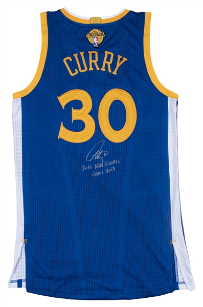 Lot Detail - 2016 Stephen Curry NBA Finals Games 4 & 6 Used, Signed,  Inscribed & Photo Matched Golden State Warriors Road Jersey (Fanatics,  Curry COA & Sports Investors)