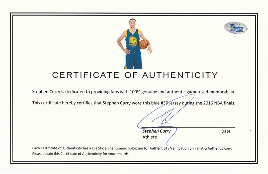 2016-17 Stephen Curry Game Issued & Signed Golden State Warriors, Lot  #50723
