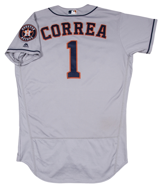 Lot Detail - 5/9/2017 CARLOS CORREA HOUSTON ASTROS (CHAMPIONSHIP SEASON)  GAME WORN HOME RUN JERSEY CAKED WITH DIRT (MLB AUTH.)