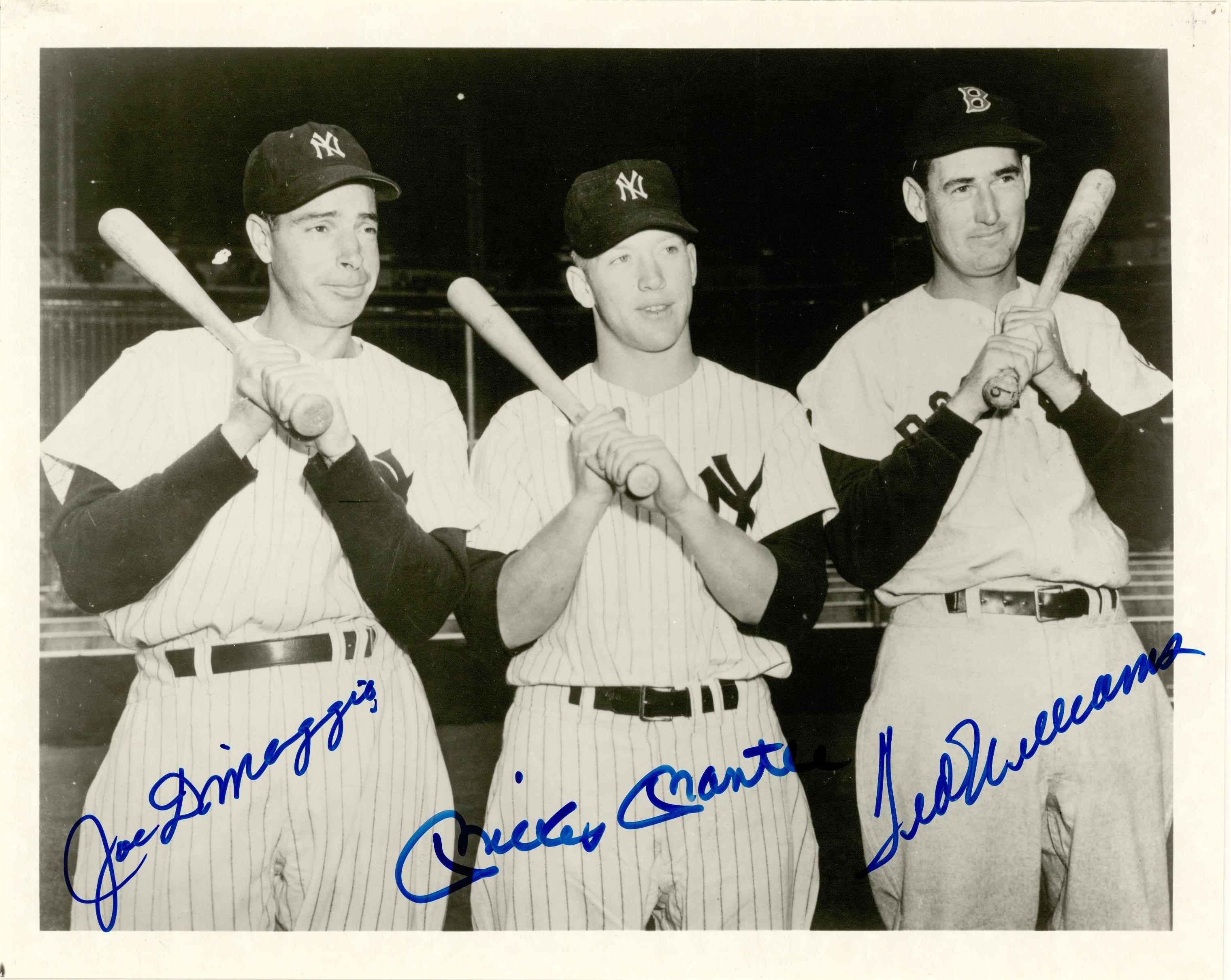 New York Yankees Hall of Famers Trio Signed 8x10 B&W Photograph - DiMag...