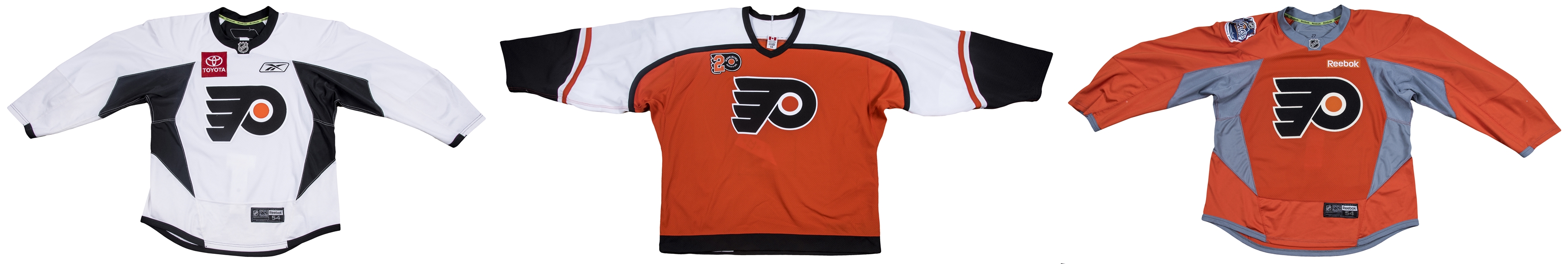 Lot Detail - Lot of (3) Philadelphia Flyers Game Used Practice Jerseys:  Talbot & Powe (MeiGray)