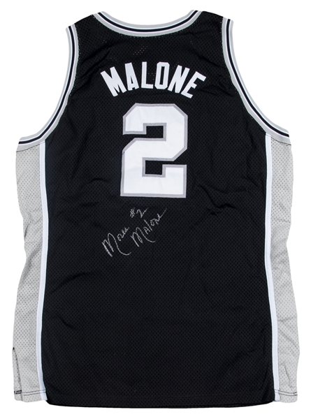 Moses Malone Signed Custom White Pro-Style Basketball Jersey BAS