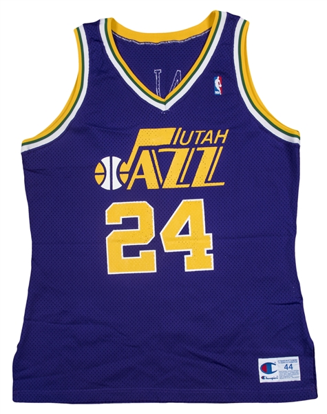 Lot Detail - 1990-91 Jeff Malone Game Used Utah Jazz Road Jersey