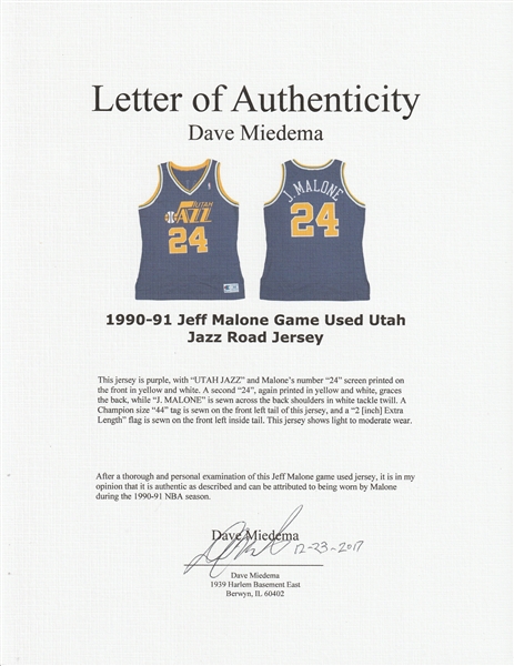 Lot Detail - 1990-91 Karl Malone Game Worn Utah Jazz Jersey