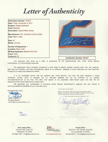 Lot Detail - 1993 Howard Johnson New York Mets Signed Game Worn Road Jersey  (MEARS LOA/JSA)