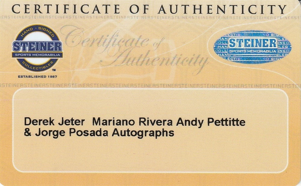 Yankees Authentic Core Four Jersey Signed by Derek Jeter, Mariano Rivera,  Andy Pettitte & Jorge Posada (Steiner COA)