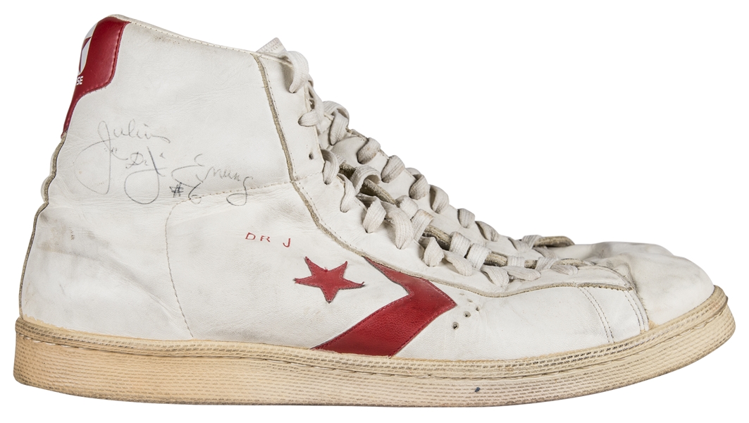 Lot Detail - 1970-71 JULIUS ERVING UMASS REDMEN GAME WORN AND AUTOGRAPHED  CONVERSE SHOES - ONLY KNOWN PAIR FROM COLLEGE! (TEAMMATE LOA)
