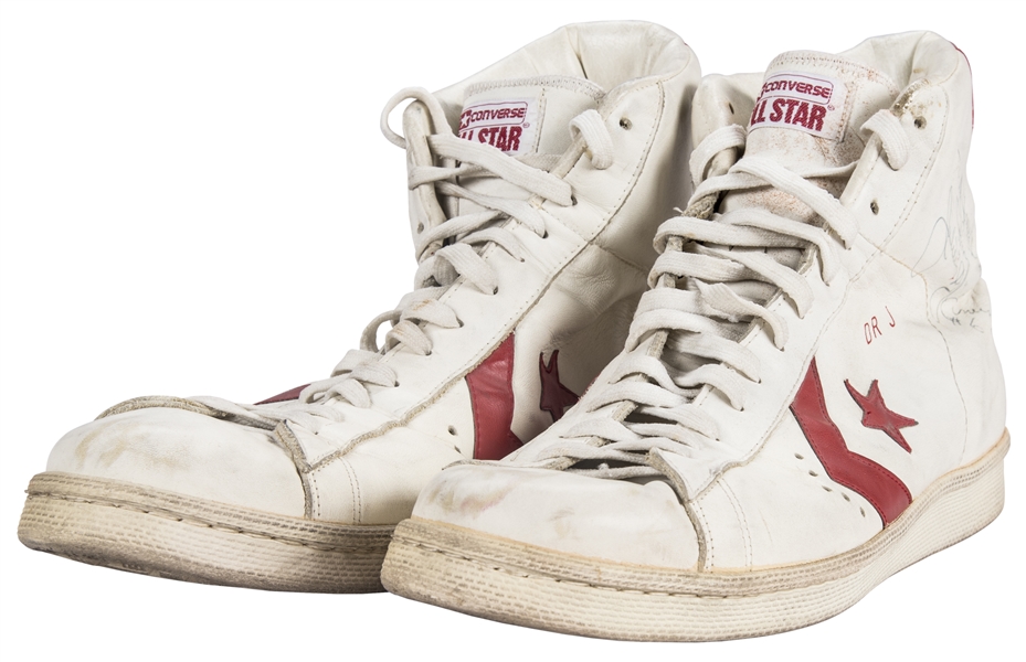 Sneakers worn by Julius Dr. J Erving and inscribed to Doc Stanley