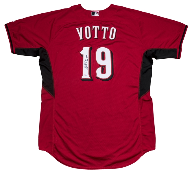 Lot Detail - 2015 Joey Votto Game Used, Signed & Inscribed Cincinnati Reds  Spring Training Jersey (PSA/DNA)