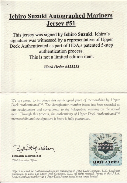 Ichiro Suzuki Authentic Hand Signed Autographed Memorabilia