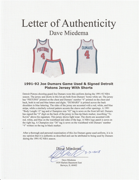 Joe Dumars Signed Detroit Pistons Teal Jersey (JSA COA) 6xAll Star Poi –  Super Sports Center