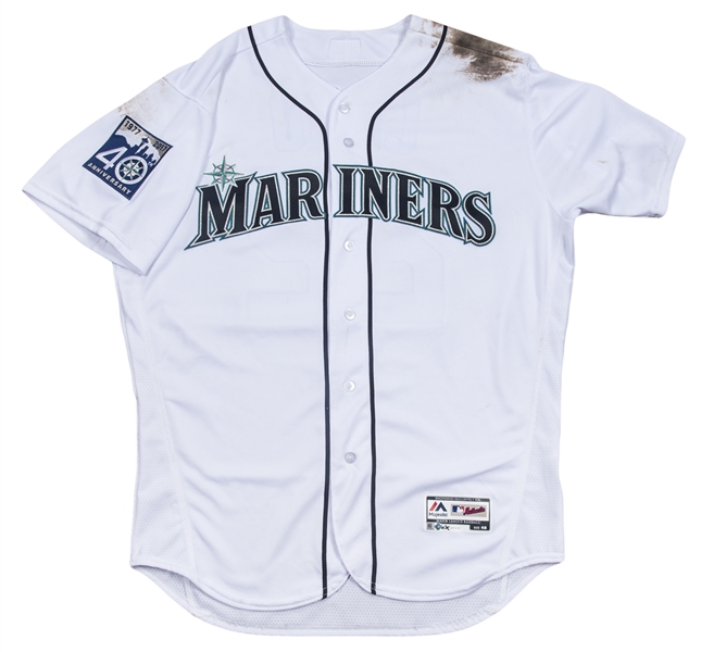 Robinson Cano Seattle Mariners Green 40th Anniversary Game Used Jersey  (6-9-2017). Jersey Size - 48.