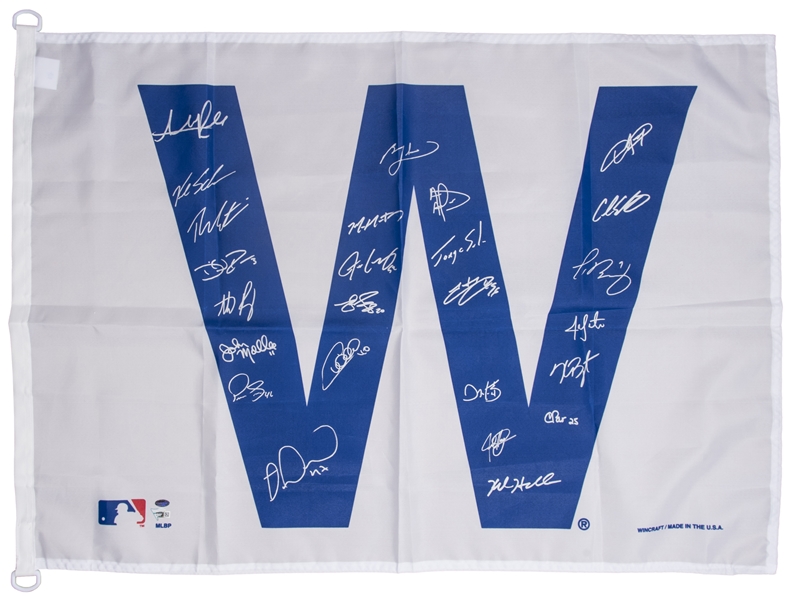 2016 Chicago Cubs Team-Signed Chicago Cubs White Pinstripe