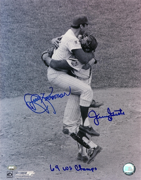 Jerry Grote & Nolan Ryan Signed 11x14 Photo Inscribed 69 WS Champs (AI — RSA