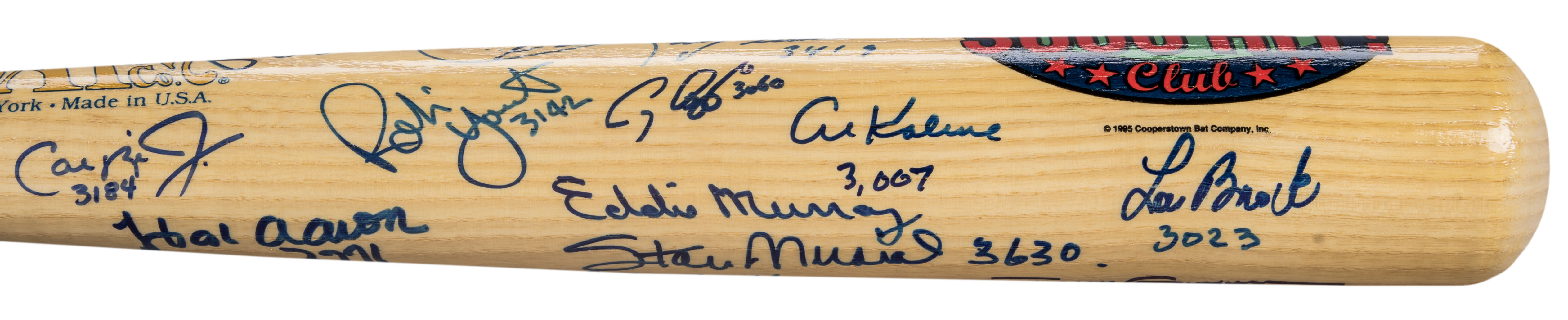 Lot Detail - 3000 Hit Club Multi Signed Cooperstown Commemorative Bat With 19 ...