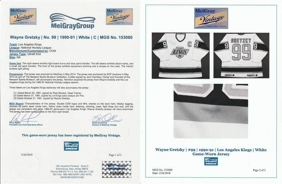 Lot Detail - 1992-93 Wayne Gretzky Los Angeles Kings Game-Used &  Autographed Road Jersey (Kings LOA • SET 2 Team Tagging • JSA) 