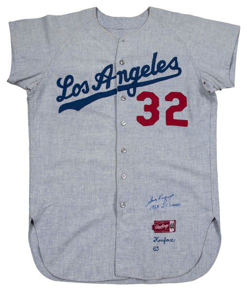 1963 Sandy Koufax Signed Cooperstown Los Angeles Dodgers Jersey – Beckett  on Goldin Auctions