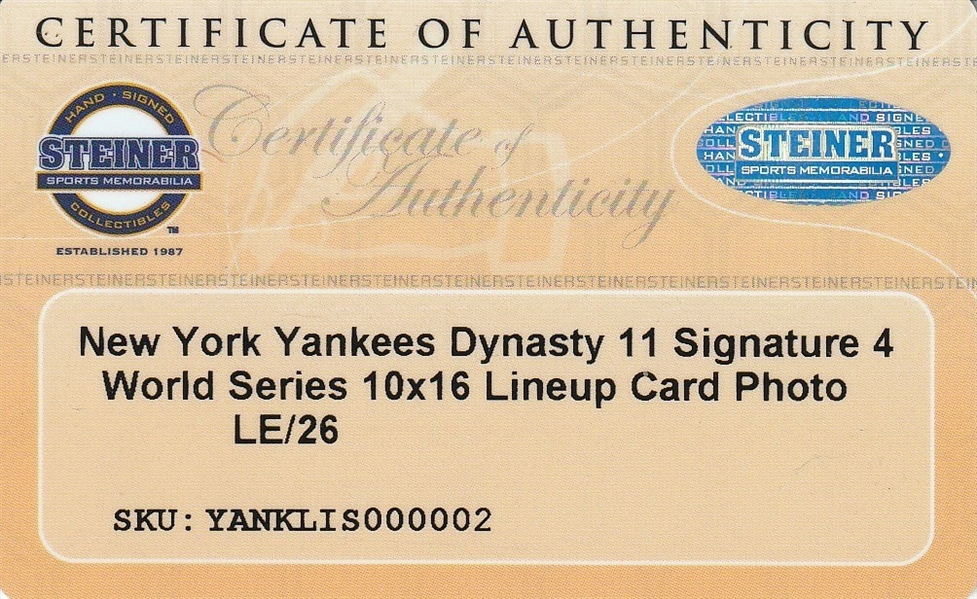 Steiner Sports Memorabilia New York Yankees 27 World Series Titles