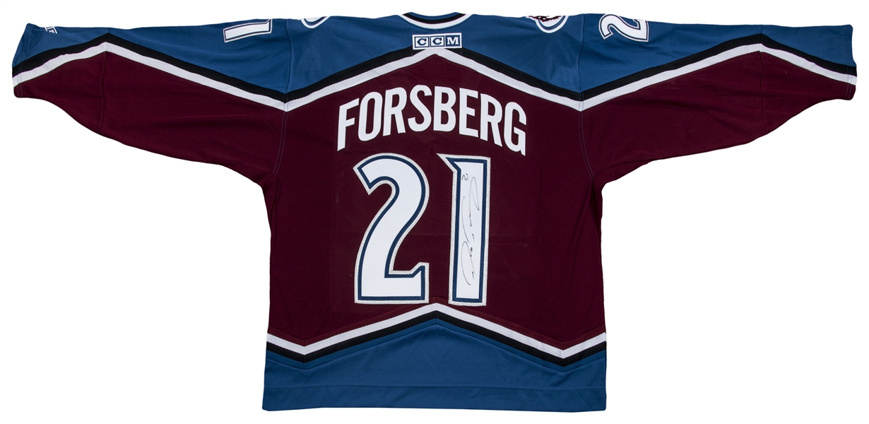 PETER FORSBERG Signed Colorado Avalanche Reebok Burgundy Jersey with HOF  2014 Inscription - NHL Auctions