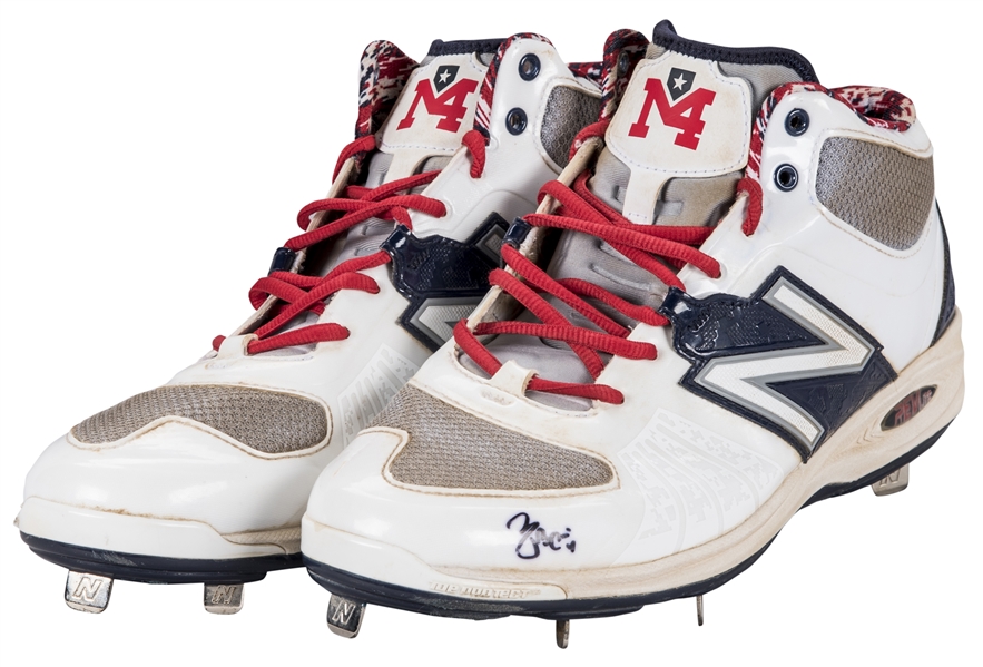 Lot Detail - Yadier Molina Game Issued and Signed New Balance Cleats -  White and Red (Molina LOA)