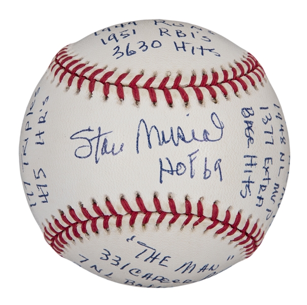 Lot Detail - Stan Musial Autographed and Multi-Stat Inscribed ONL
