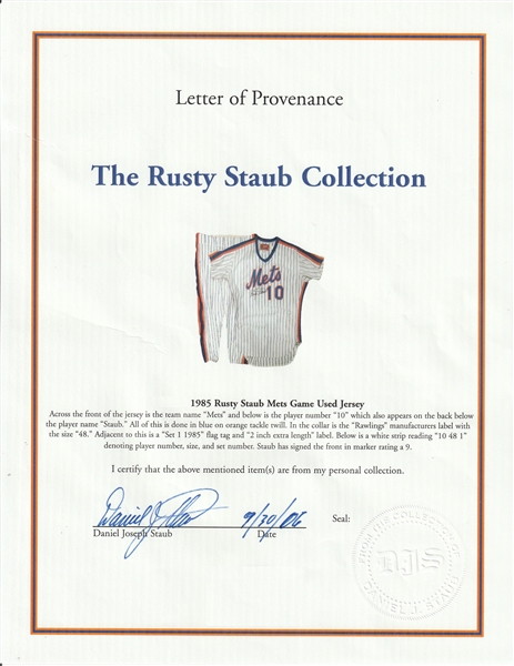 Lot Detail - Lot of (3) Rusty Staub Signed New York Mets Home & Road Jersey  With Cap (JSA)