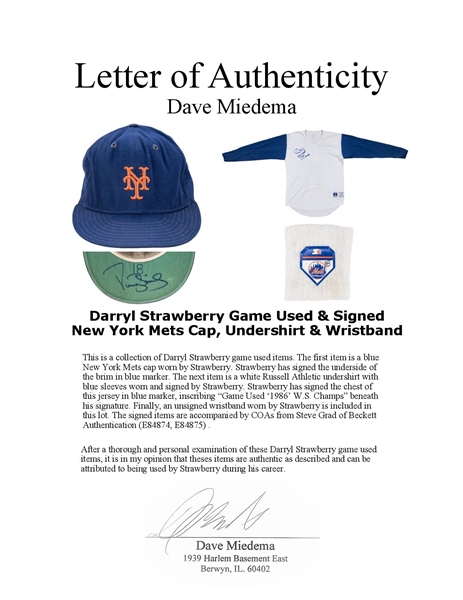 Lot Detail - 1986 Darryl Strawberry Game Used & Signed New York