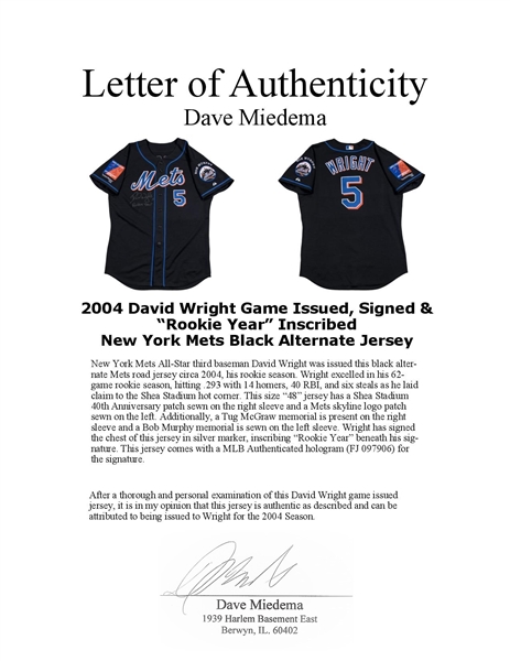 Lot Detail - David Wright Game Used & Signed New York Mets Road