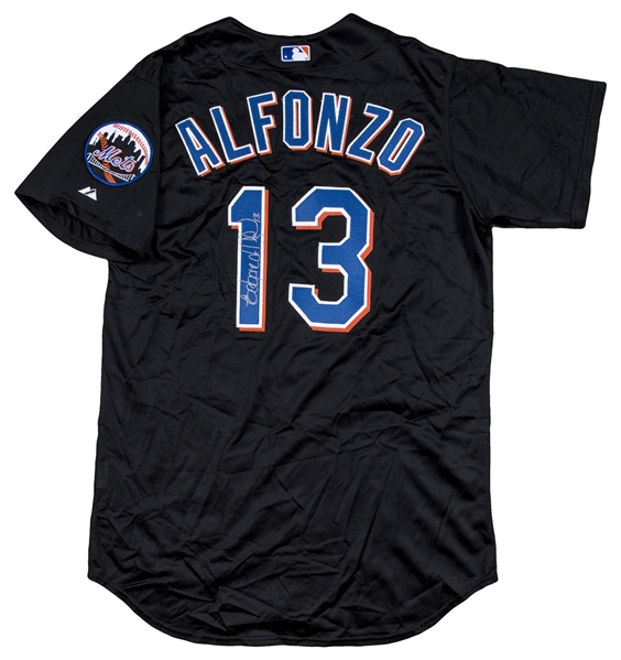 Edgardo Alfonzo player worn jersey patch baseball card (New York Mets, JZ)  2001 Topps Stadium Club Passport #PTMEA