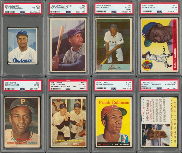 1950-1966 Topps, Bowman and Jello Hall of Famers PSA-Graded Collection (9 Different) Including Mantle and Mays