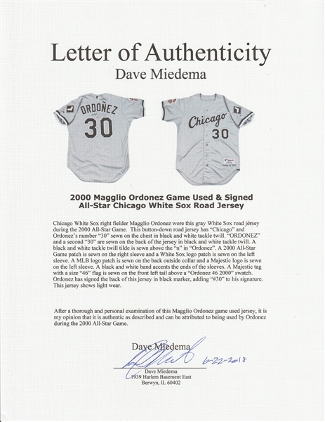 1999 Magglio Ordonez Game-Worn White Sox Batting Practice Jersey –  Memorabilia Expert