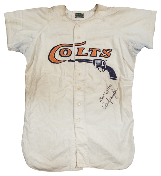 1963 Al Spangler Game Used and Signed Houston Colt .45s Flannel Home Jersey (Sports Investors & Beckett)