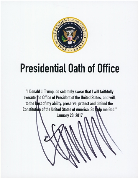 Lot Detail Donald Trump Signed Oath Of Office Signed Prior To His Inauguration Jsa