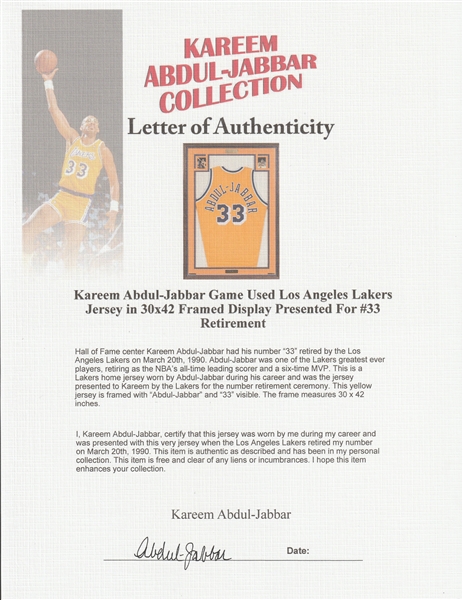 Lot Detail - 1988-89 Kareem Abdul-Jabbar Final Season Game Used