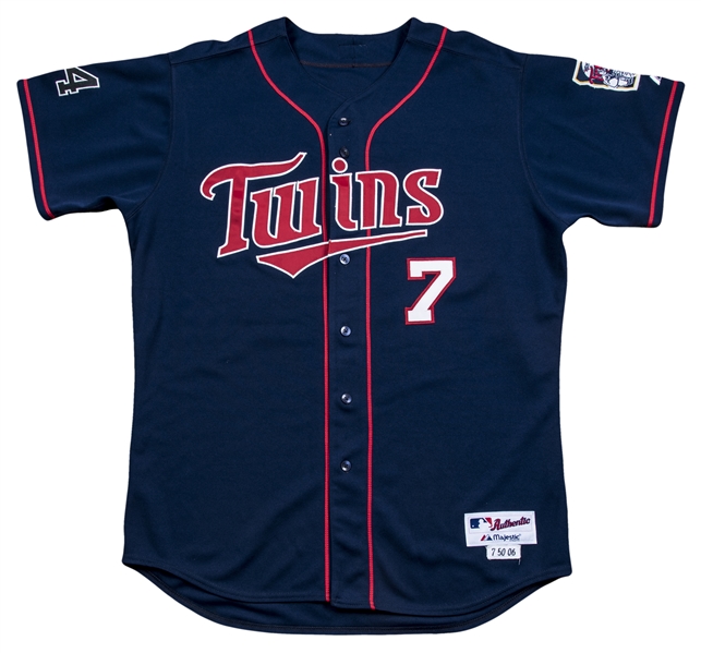 Minnesota Twins: 2017 Autographed Game-Used Jersey - Cream Joe Mauer Jersey  worn on 9/2/2017 - 4 for 4 with 2 runs scored and 9/30/2017 - 0 for 1 with  3 BB