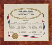 1967 Helms Athletic Foundation All-America Team Award Presented To Lewis Alcindor (Abdul-Jabbar LOA)