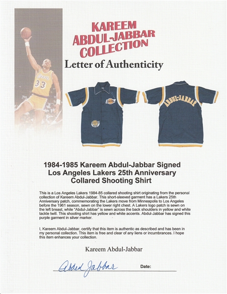 1978-85 Kareem Abdul-Jabbar Game Worn & Signed Los Angeles Lakers