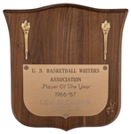 1966-67 U.S. Basketball Writers Association Player of the Year Plaque Presented To Lew Alcindor (Abdul-Jabbar LOA)