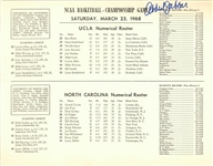 Kareem Abdul-Jabbar Signed 1968 NCAA Basketball Championship Game Roster (Abdul-Jabbar LOA)