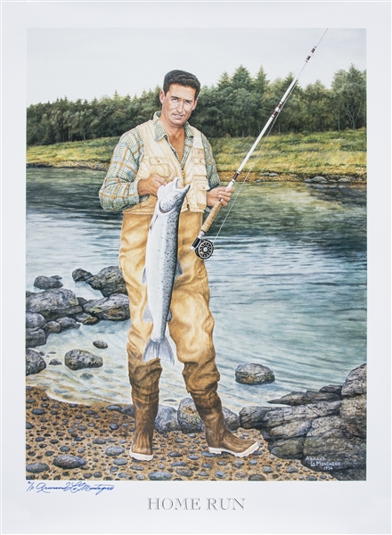 Lot Detail - Lot of (2) Armand LaMontagne Ted Williams Fishing Lithos - AP  (Doerr Family LOA)