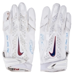 2016-17 Odell Beckham Jr Game Used, Signed & Inscribed White Nike Gloves (Beckham LOA)