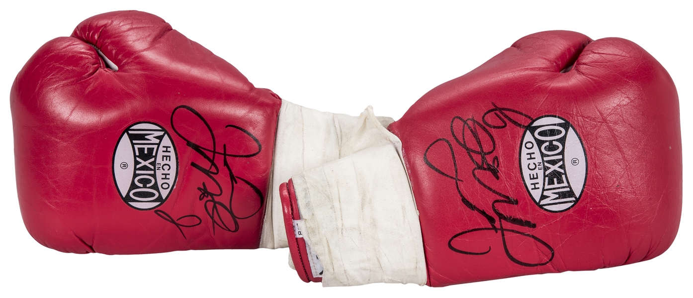 Lot Detail - Floyd Mayweather Fight Worn & Dual Signed Boxing