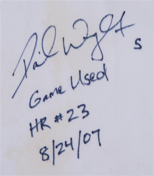 Lot Detail - 2007 David Wright Game Used, Twice Signed & Inscribed